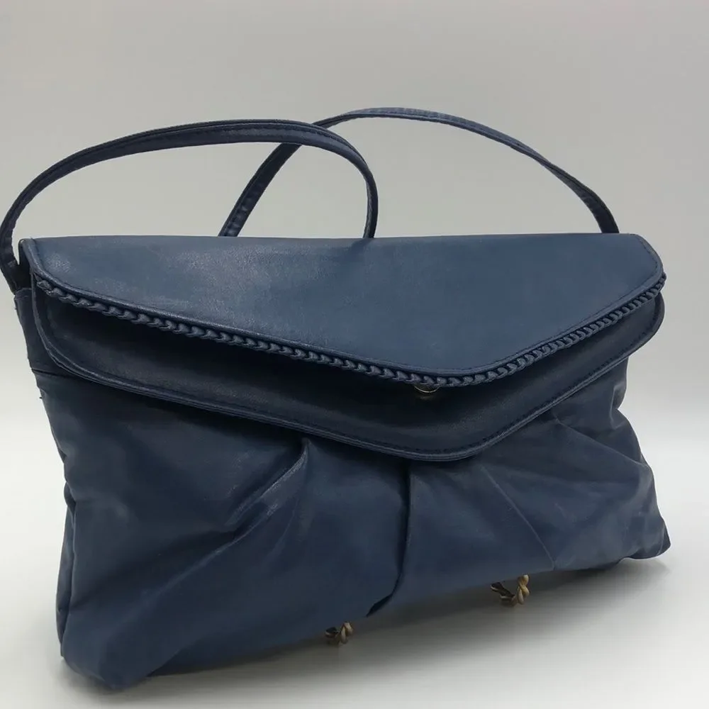 Vintage Navy Blue Bag Bazaar Purse. Layered flaps w/snaps.Two Large compartments - Picture 1 of 7